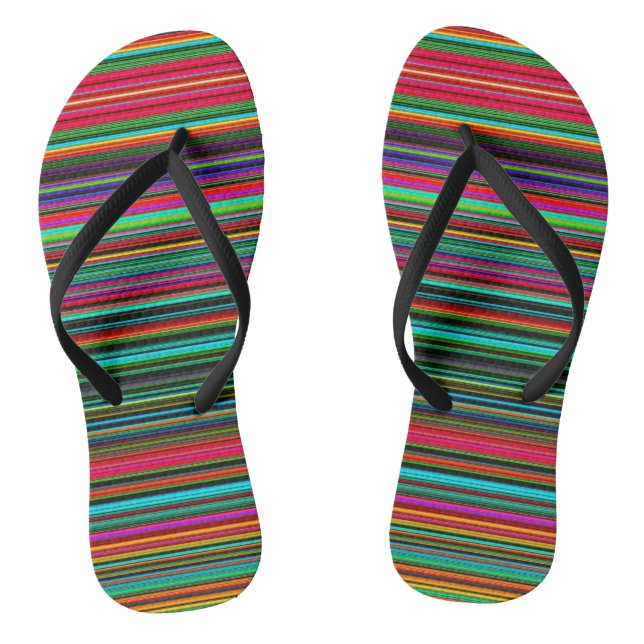 Colourful Multicolored Pattern Flip Flops (Footbed)
