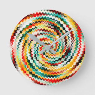 Colourful Multicolored Pattern Round Clock