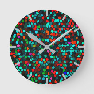 Colourful Multicolored Pattern Round Clock