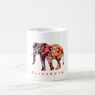 Colourful Multicolored Patterned Elephant Coffee Mug