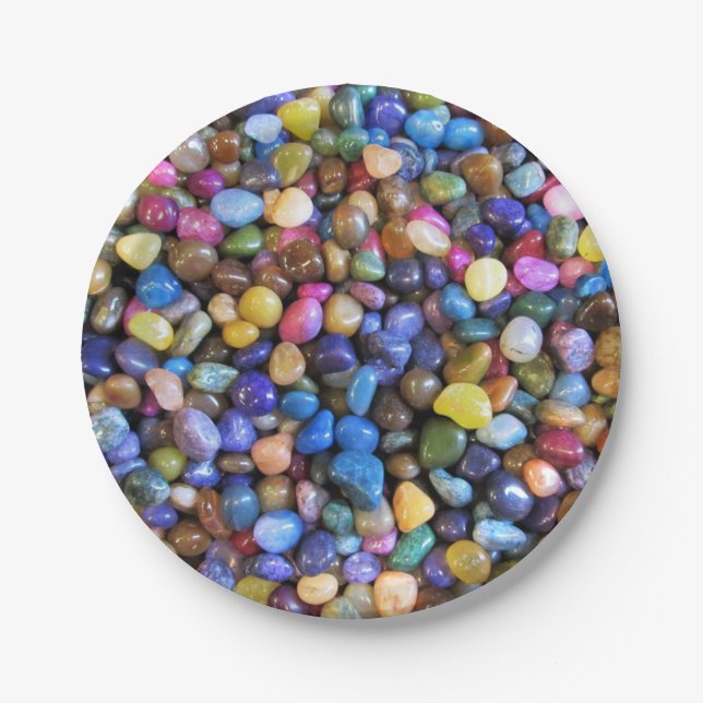 Colourful Multicolored Pebbles Paper Plate (Front)