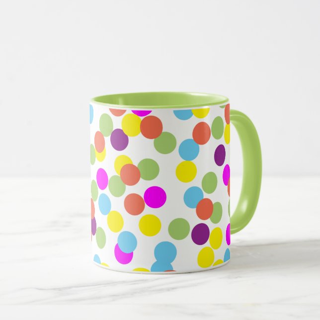 Colourful Multicolored Polka Dots Pattern Mug (Front Right)