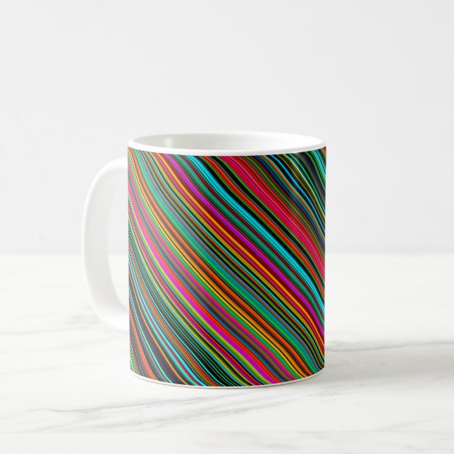 Colourful Multicolored Stripes Coffee Mug (Front Left)