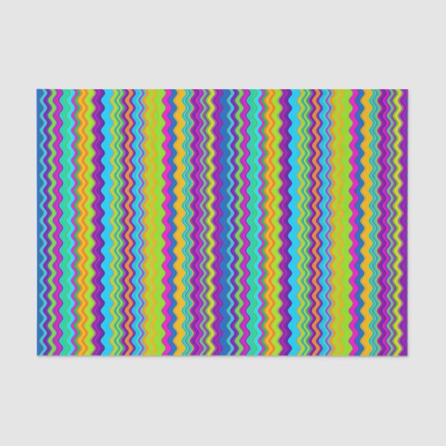 Colourful Multicoloured Lined Zigzag Pattern Tissue Paper (Front)