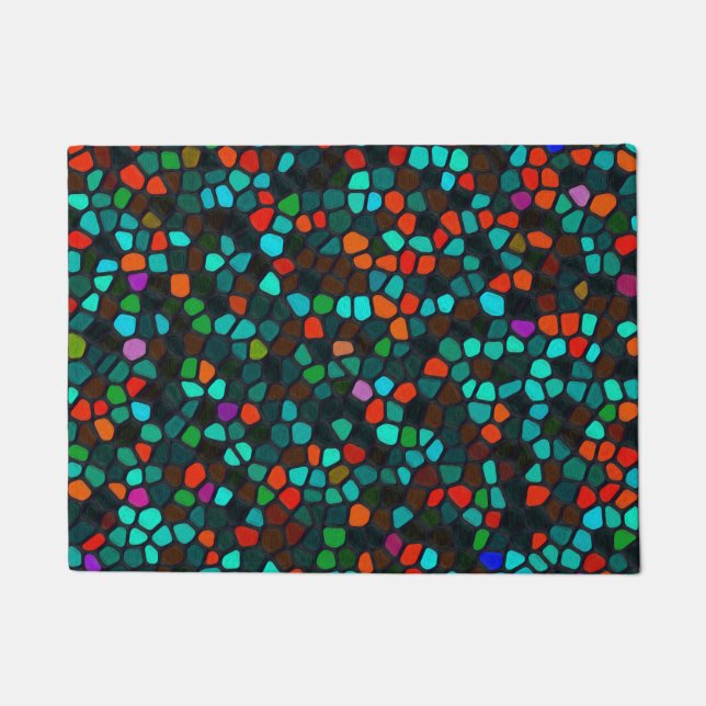 Colourful Multicoloured Mosaic Pattern Doormat (Front)