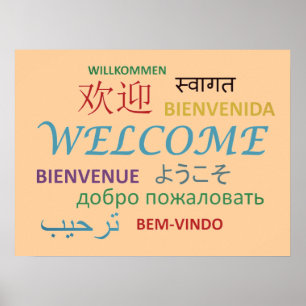 Colourful Multiple Language Welcome Poster