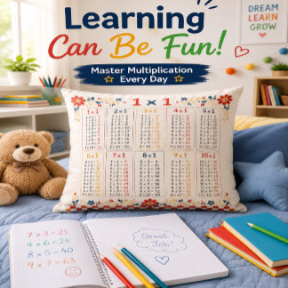 Colourful Multiplication Table Learning Pillow