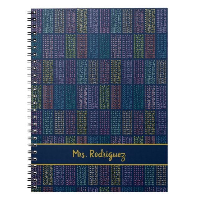 Colourful Multiplication Tables Pattern Notebook (Front)