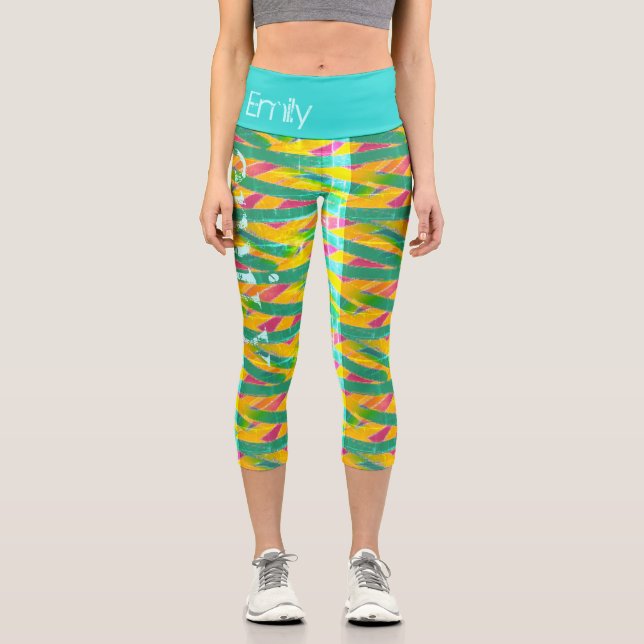 Colourful Mummy Wrap seamless design Personalized  Capri Leggings (Front)