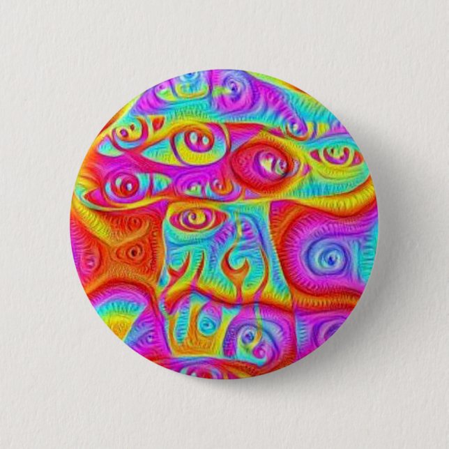 colourful mushroom 2 inch round button (Front)