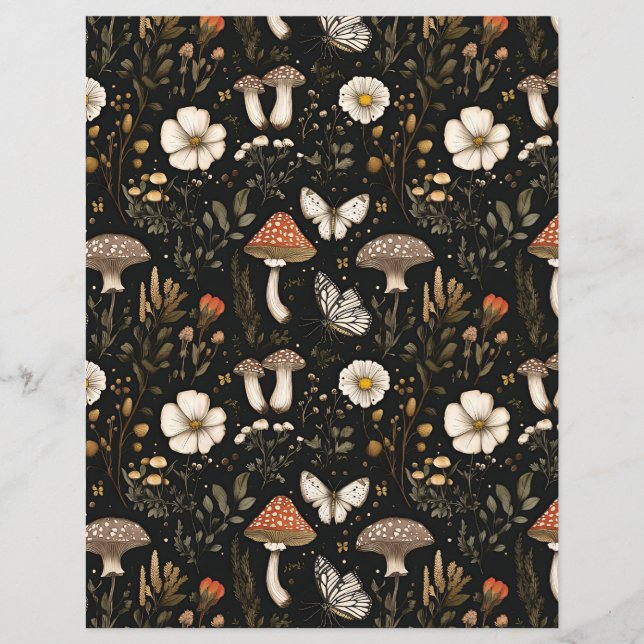 colourful mushroom fall pattern scrapbook paper (Front)