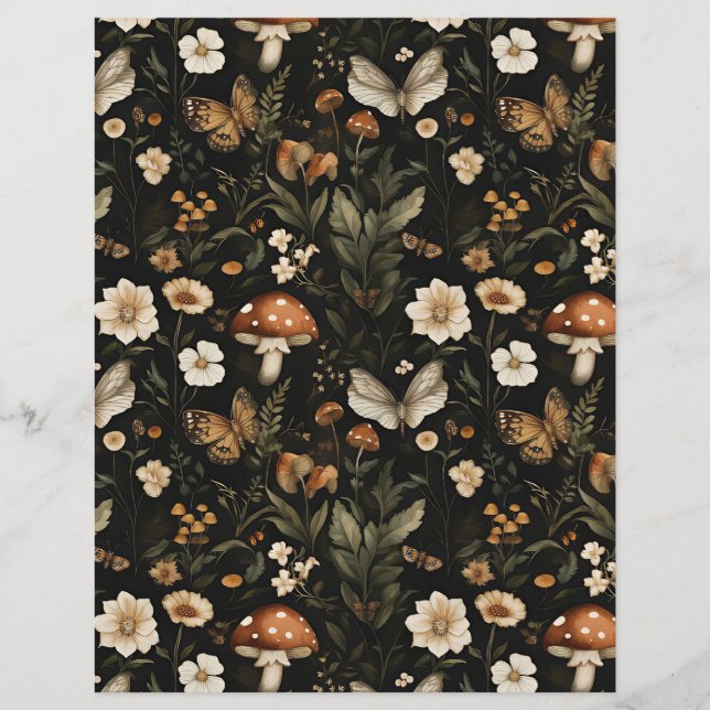 colourful mushroom fall pattern scrapbook paper (Front)