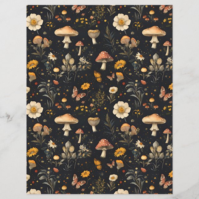 colourful mushroom fall pattern scrapbook paper (Front)