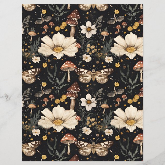 colourful mushroom fall pattern scrapbook paper (Front)