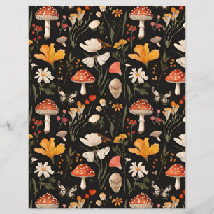 colourful mushroom fall pattern scrapbook paper