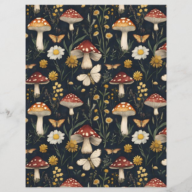 colourful mushroom fall pattern scrapbook paper (Front)