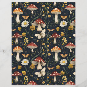 colourful mushroom fall pattern scrapbook paper