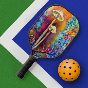 Colourful Mushroom Fungi   Hard Challenging Pickleball Paddle