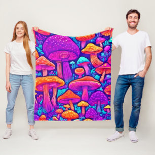 Colourful Mushroom Pattern Fleece Blanket