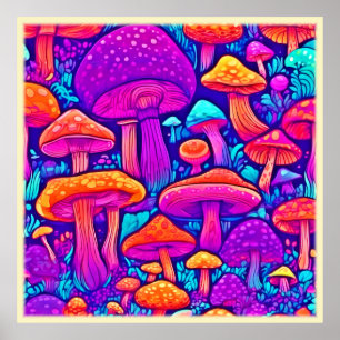 Colourful Mushroom Pattern Poster
