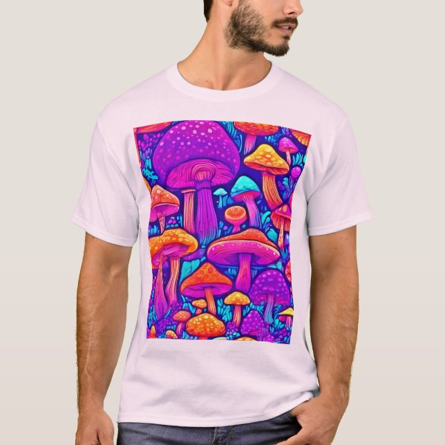 Colourful Mushroom Pattern T-Shirt (Front)