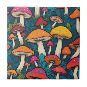 Colourful Mushroom Pattern Tile