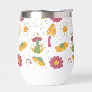 Colourful Mushroom, Rainbow and Daisies Pattern
