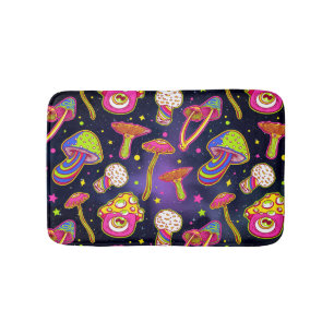 Colourful Mushrooms : Amazing Magic Plants Pattern Bath Mat