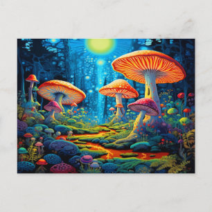Colourful Mushrooms Fantasy Postcard