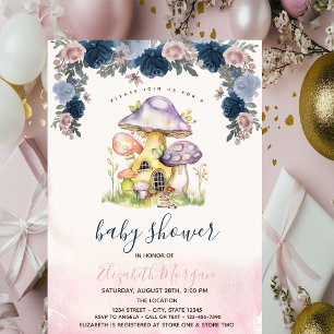 Colourful Mushrooms Flowers Baby Shower  Invitation