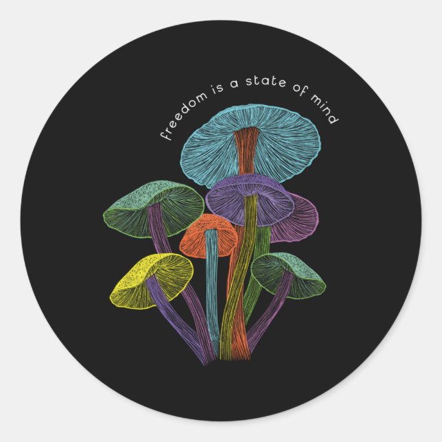 Colourful Mushrooms Of Imagination Classic Round Sticker (Front)
