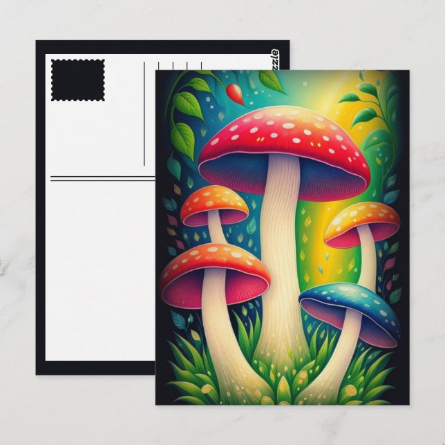 colourful mushrooms postcard (Front/Back)