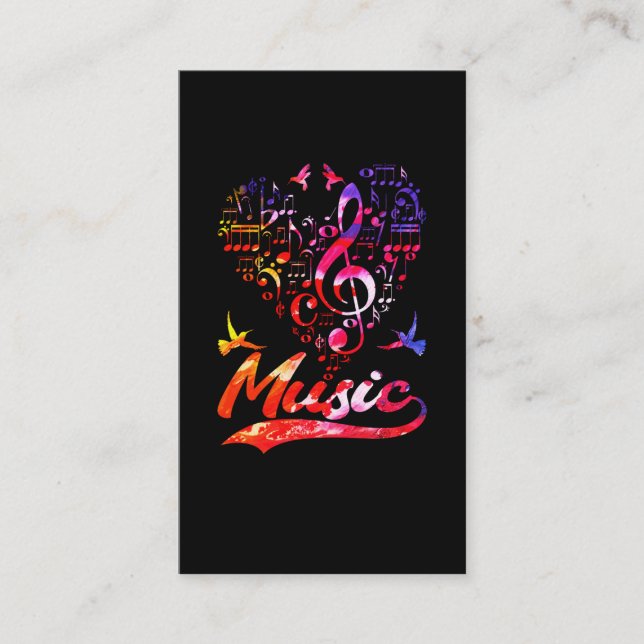 Colourful Music Bass Clef Bird Lover Musical Notes Business Card (Front)