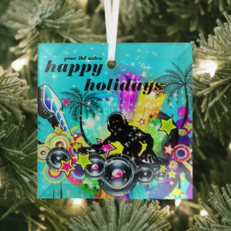 Colourful Music DJ Glass Ornament
