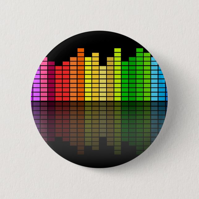 Colourful Music Equalizer w/Reflection, Cool Techn 2 Inch Round Button (Front)