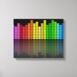 Colourful Music Equalizer w/Reflection, Cool Techn Canvas Print