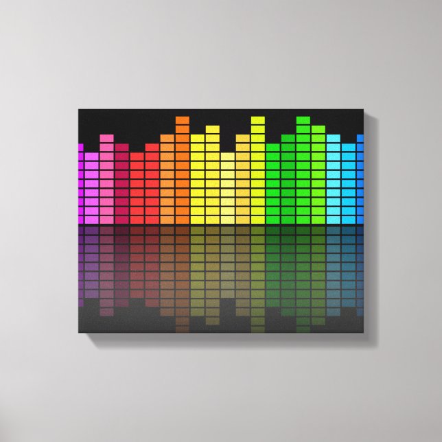 Colourful Music Equalizer w/Reflection, Cool Techn Canvas Print (Front)