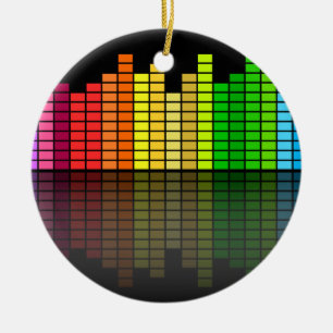 Colourful Music Equalizer w/Reflection, Cool Techn Ceramic Ornament