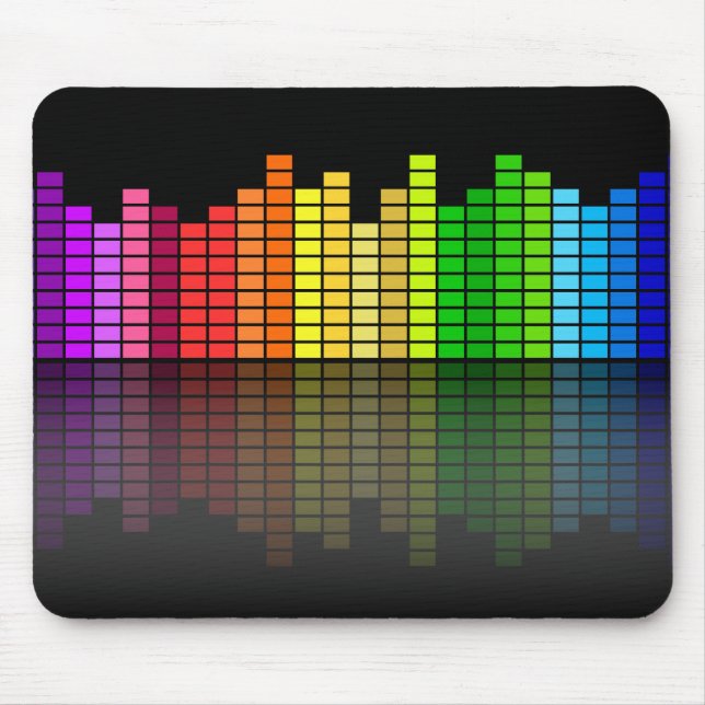 Colourful Music Equalizer w/Reflection, Cool Techn Mouse Pad (Front)