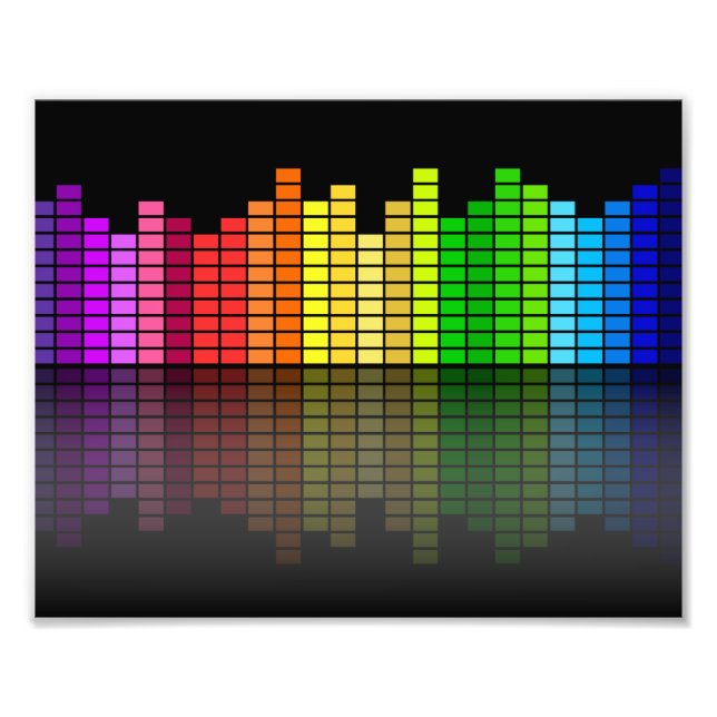 Colourful Music Equalizer w/Reflection, Cool Techn Photo Print (Front)