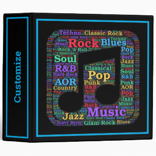 Colourful Music Genres 3-Ring Binder