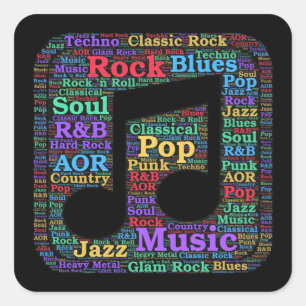 Colourful Music Genres Square Sticker