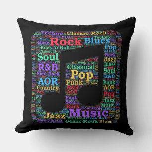 Colourful Music Genres Throw Pillow