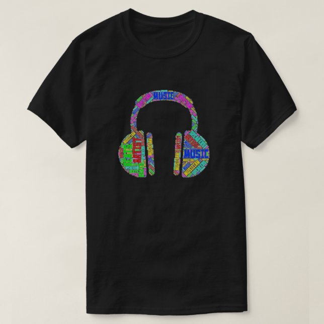 Colourful Music Headphones Graphic T-Shirt (Design Front)