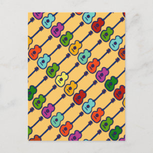 colourful music instruments postcard