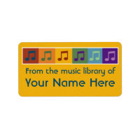 Colourful music note book and music labels