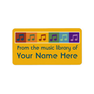 Colourful music note book and music labels