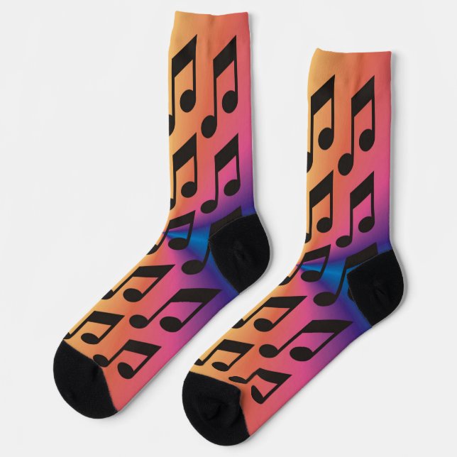 Colourful Music Note Crew Socks (Left)