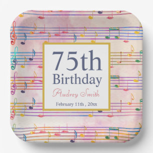 Colourful Music Note Musician Birthday   Paper Plate