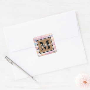 Colourful Music note Musician Monogram   Square Sticker